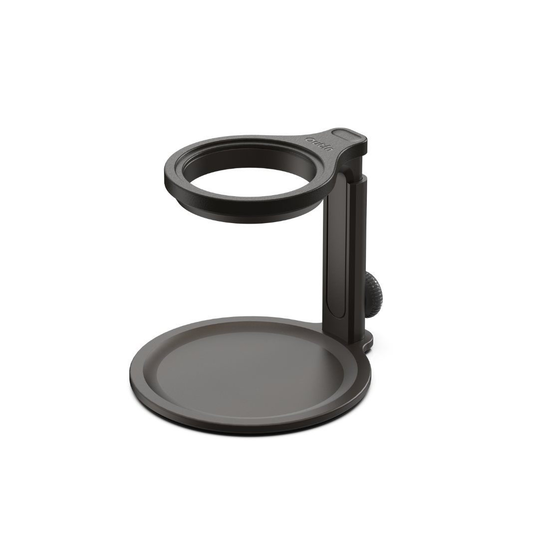 Black adjustable coffee stand with stable base