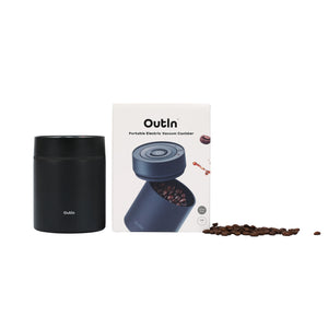 Outin Portable Electric Vacuum Canister with coffee beans, Space Gray color
